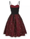 Vestido Vintage Burdeos De Cintura Alta Y Talla Grande