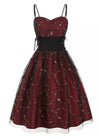 Vestido Vintage Burdeos De Cintura Alta Y Talla Grande