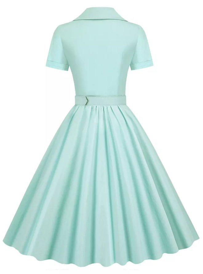 Vestido Vintage Turquesa Cintura Alta Tallas Grandes