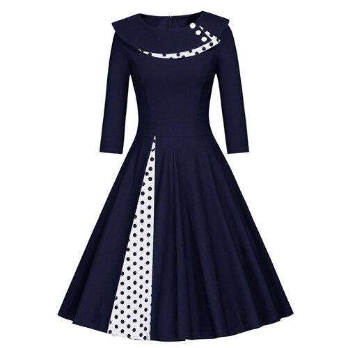 Vestido Vintage Azul Invierno Talla Grande