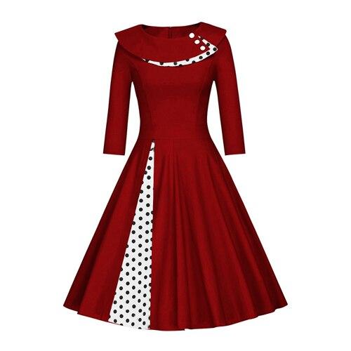 Vestido Vintage De Invierno De Talla Grande Burdeos