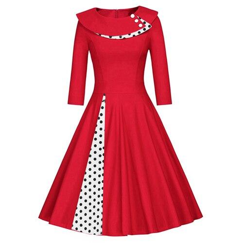 Vestido Vintage Rojo Invierno Talla Grande