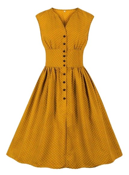 Vestido Vintage Amarillo Talla Grande