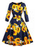 Vestido Vintage Azul De Manga Larga Talla Grande