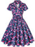 Vestido Vintage De Pájaros Azul Marino Talla Grande