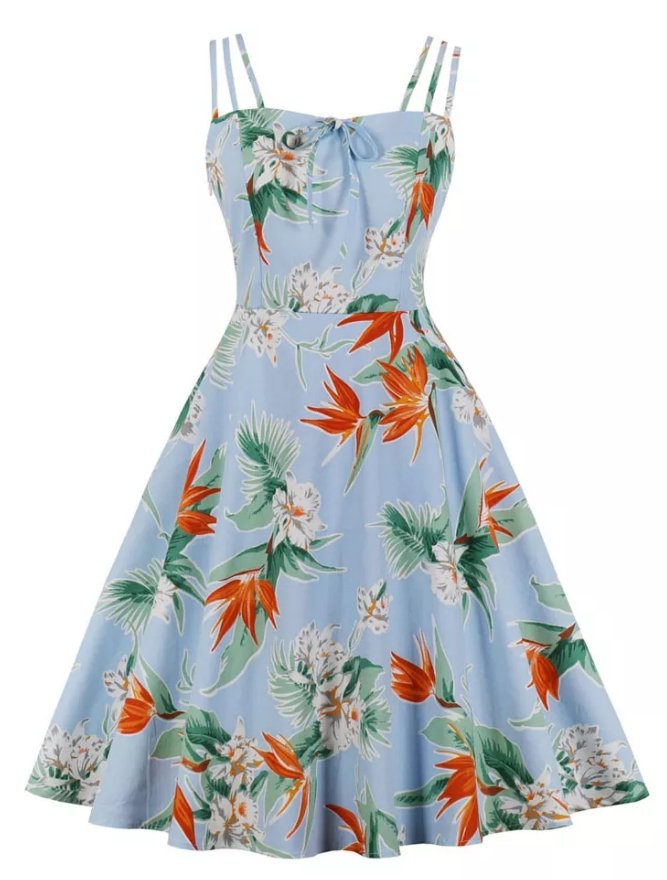 Vestido Vintage Margaritas Naturaleza Tallas Grandes