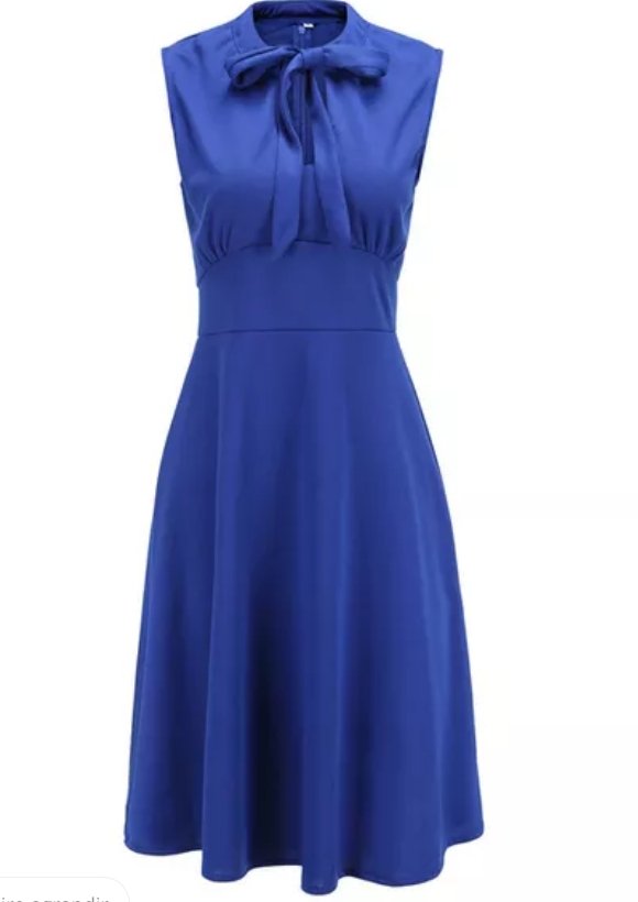 Vestido Vintage Con Lazo De Talla Grande Azul Marino