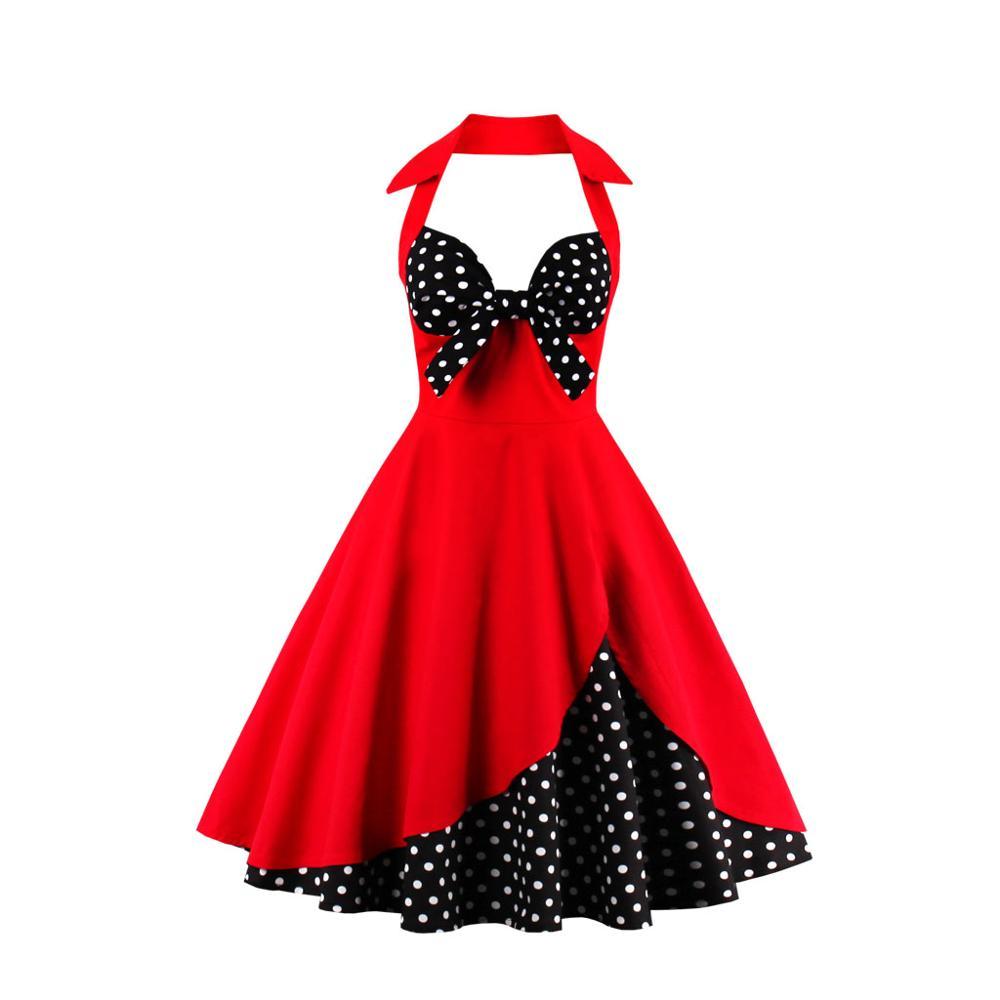 Vestido Vintage Negro Lunares Rojos Talla Grande