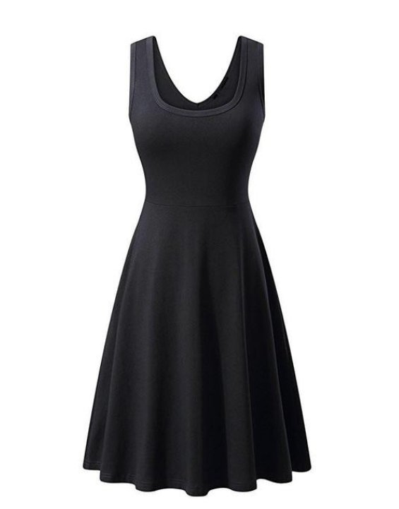 Vestido Vintage De Talla Grande Negro Sólido