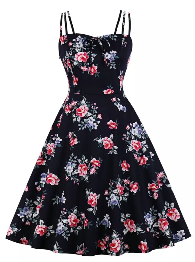 Vestido Vintage Negro Natural Talla Grande