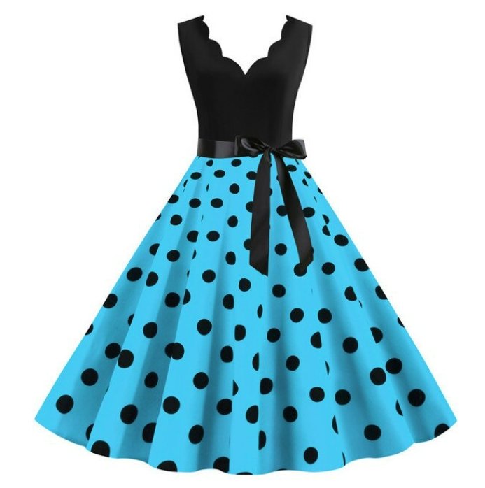 Vestido Vintage Azul Talla Grande