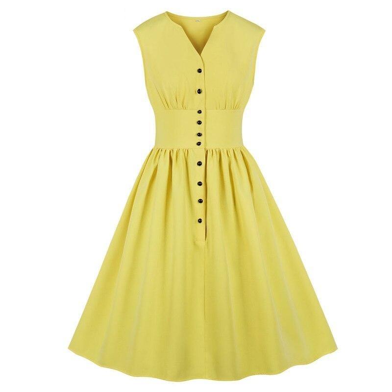 Vestido Vintage Amarillo Pastel Talla Grande