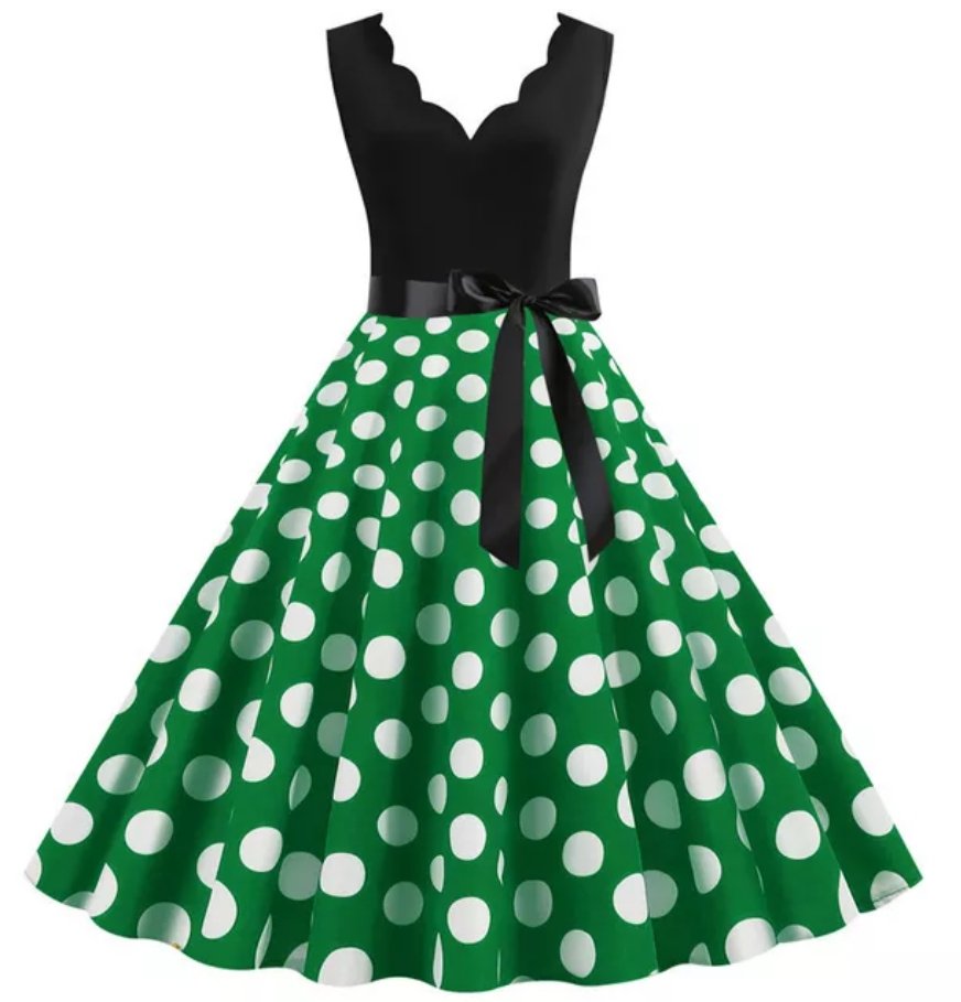 Vestido Vintage De Talla Grande Con Lunares Coloridos