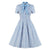 Vestido Vintage Azul A Rayas Talla Grande