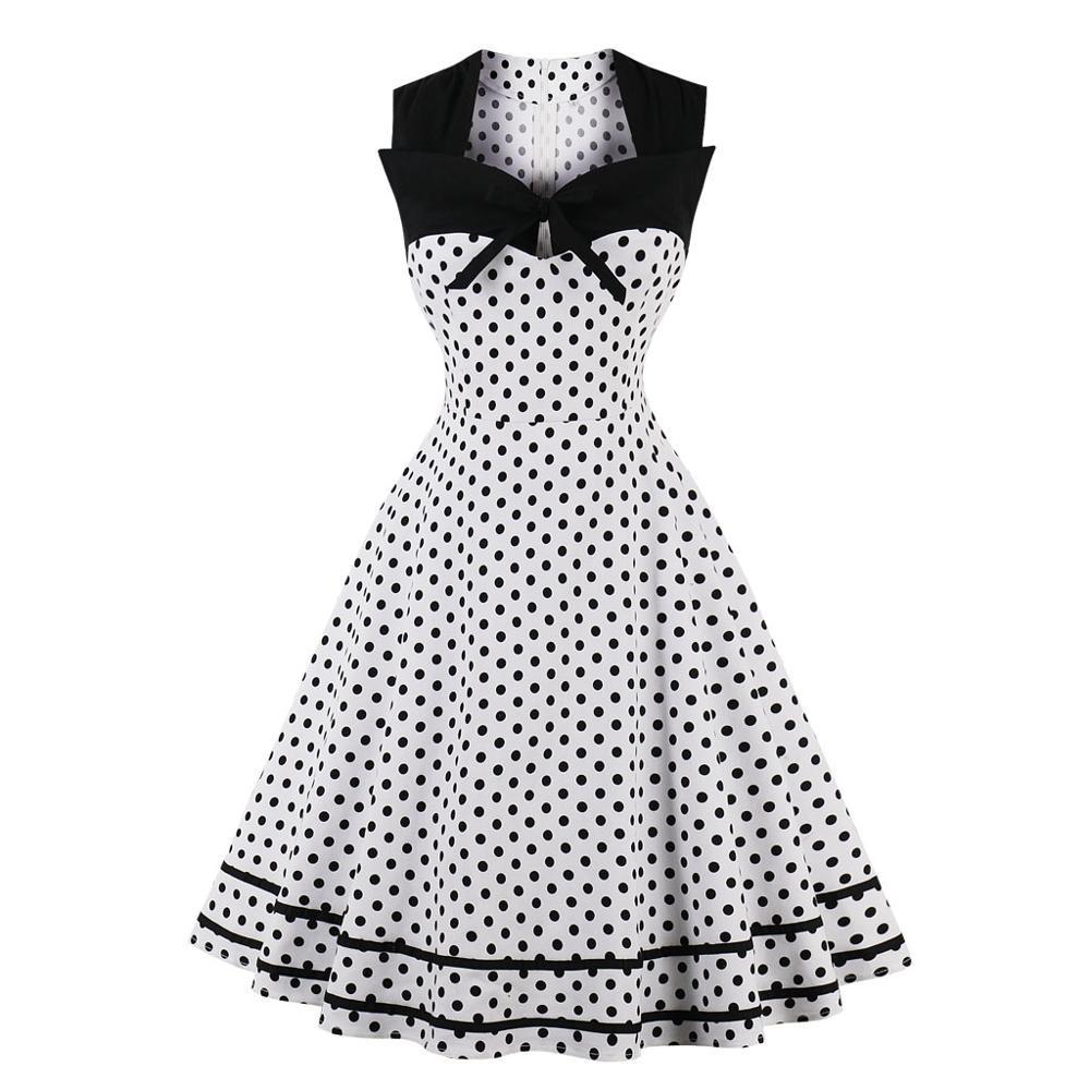 Vestido Retro Vintage Talla Grande Blanco