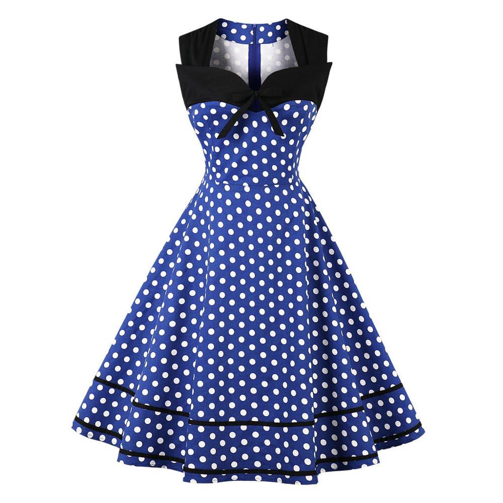 Vestido Retro Vintage Talla Grande Azul