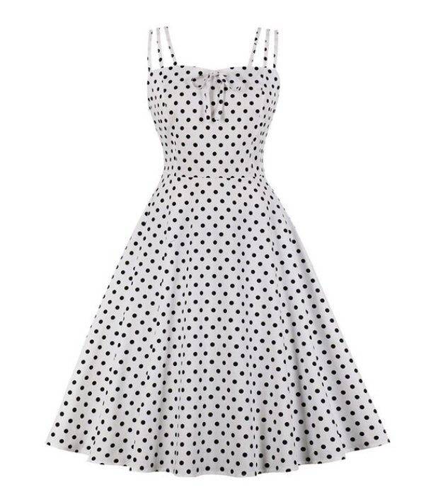 Vestido Vintage Blanco Rockabilly Talla Grande