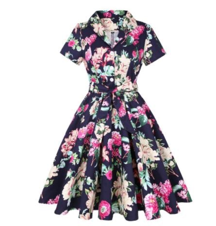 Vestido Vintage Floral Rockabilly Talla Grande