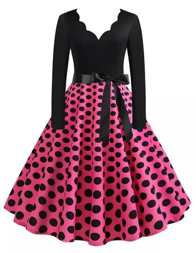 Vestido Vintage Rosa Lunares Rockabilly Tallas Grandes