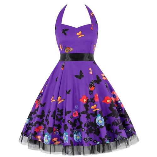 Vestido Vintage Rockabilly Morado Tallas Grandes