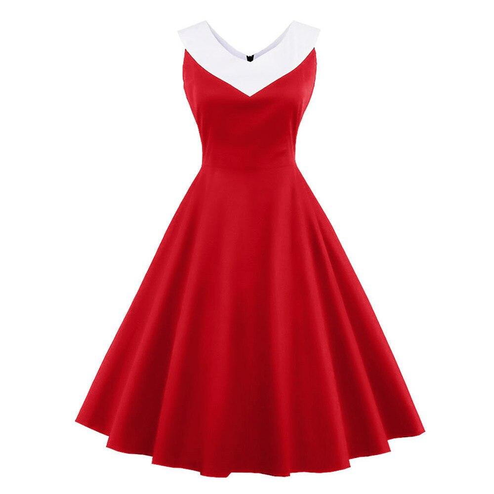 Vestido Vintage Rojo Talla Grande Cuello Chic Rojo