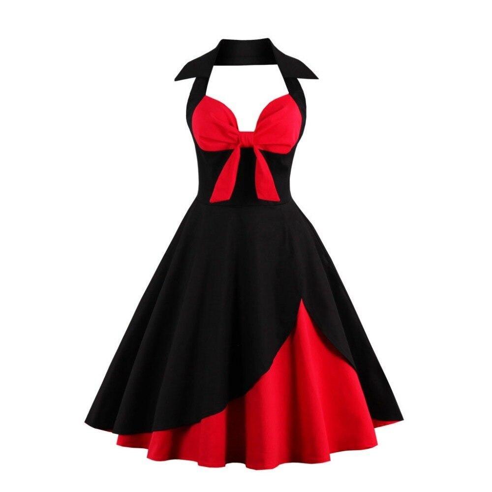 Vestido Vintage Rojo Negro Talla Grande
