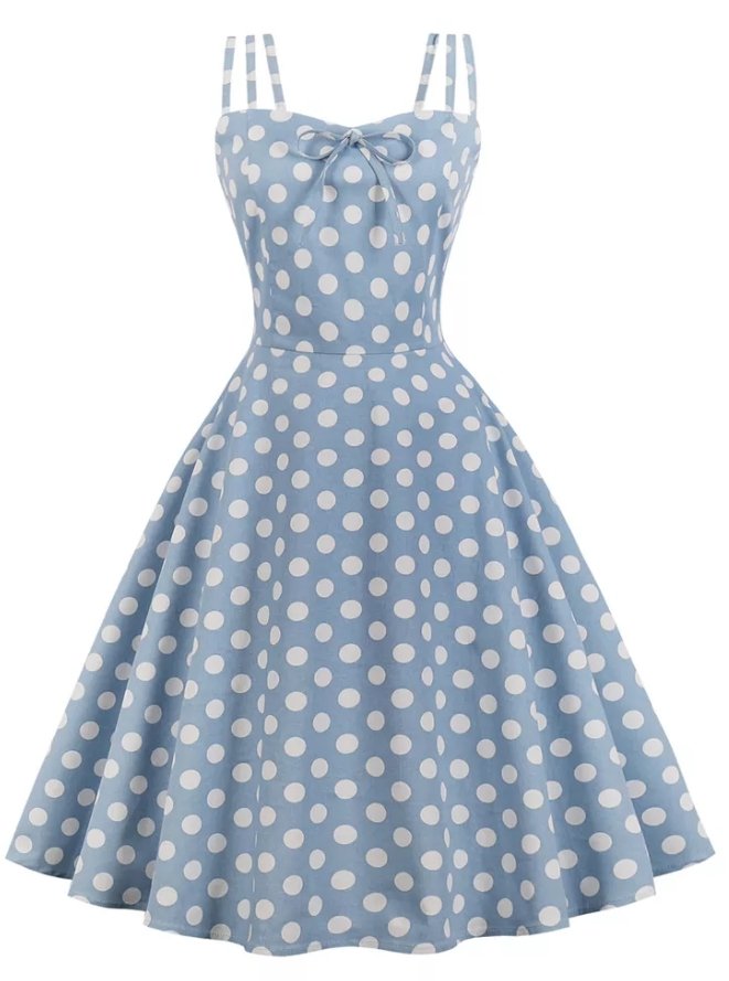 Vestido Vintage Azul Sexy De Talla Grande