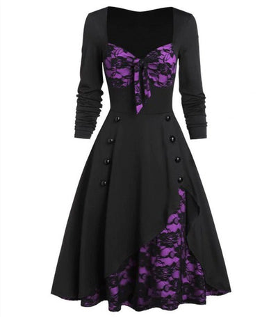 Vestido Vintage Sexy Morado De Talla Grande