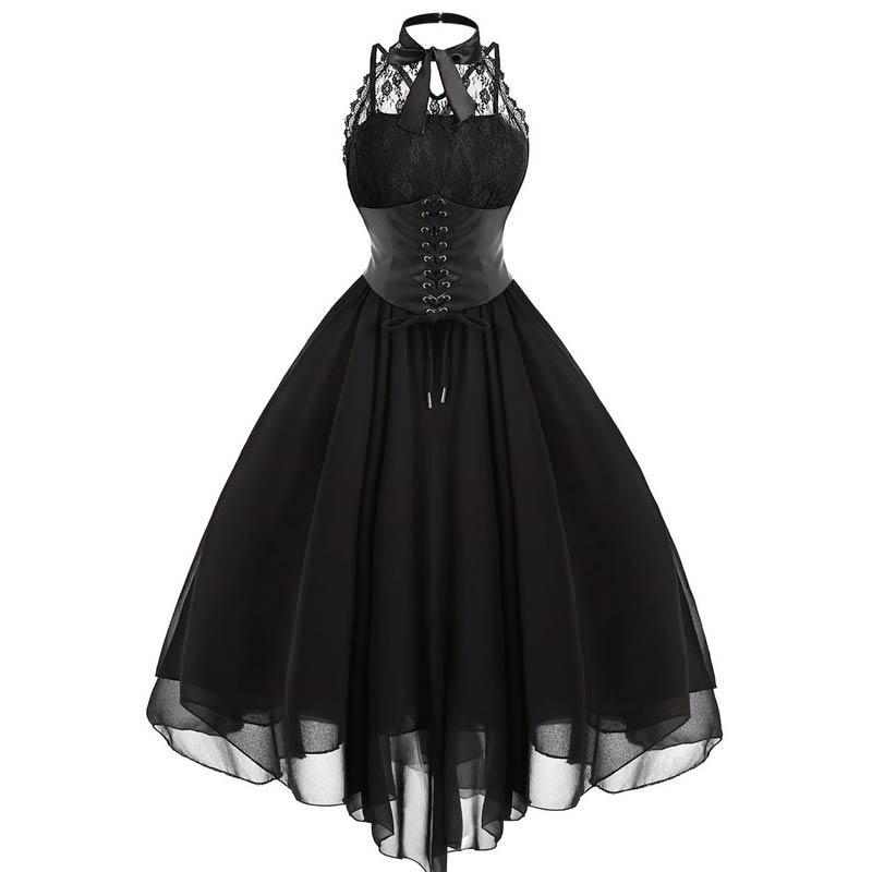 Vestido Vintage Negro Steampunk Tallas Grandes