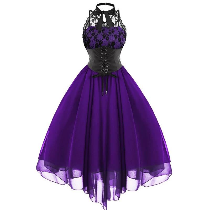 Vestido Vintage De Talla Grande Steampunk Morado