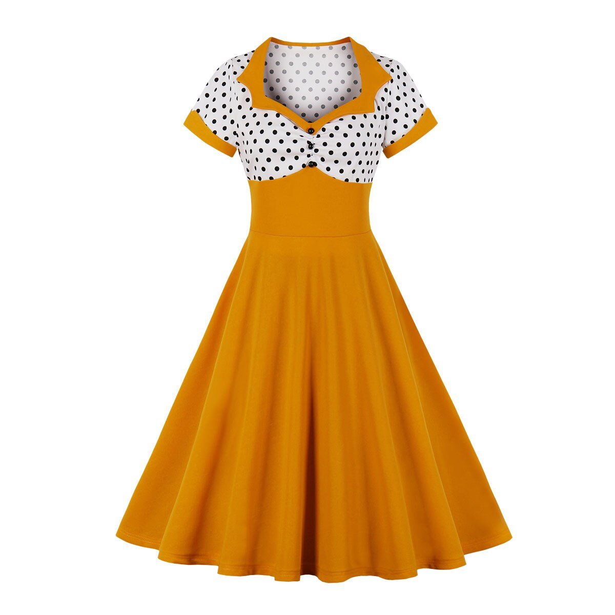 Vestido Vintage Naranja Blanco Swing Plus Size