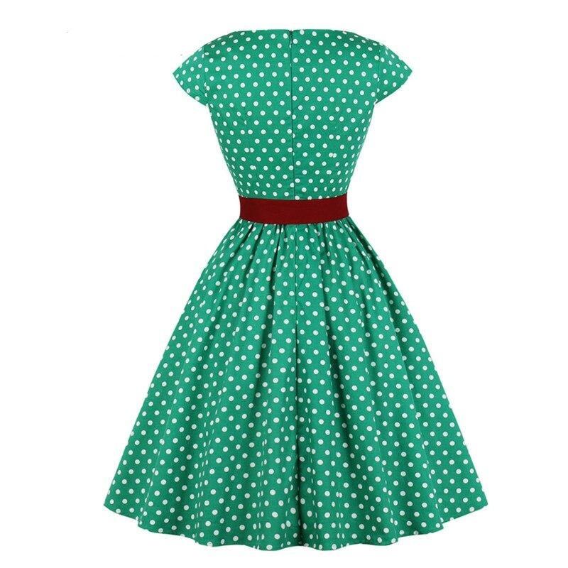 Vestido Vintage Con Cinturón Verde Talla Grande