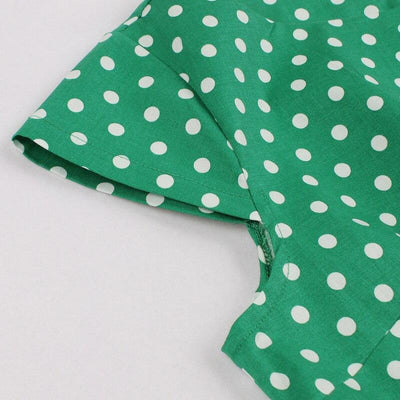 Vestido Vintage Con Cinturón Verde Talla Grande