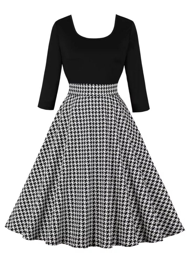 Vestido Vintage Cuadros Gris