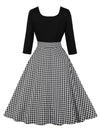 Vestido Vintage Cuadros Gris