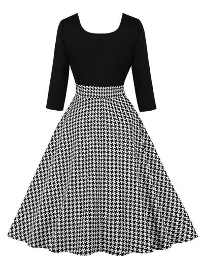 Vestido Vintage Cuadros Gris