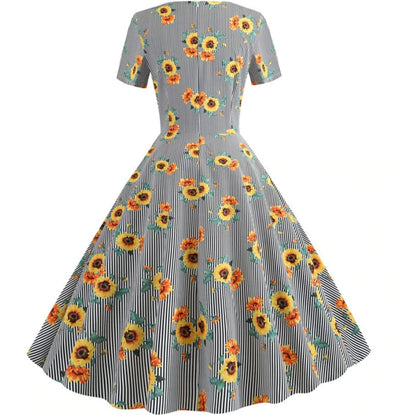 Vestido Vintage Rayas Gris