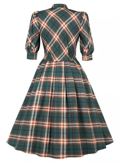 Vestido Vintage De Invierno A Cuadros