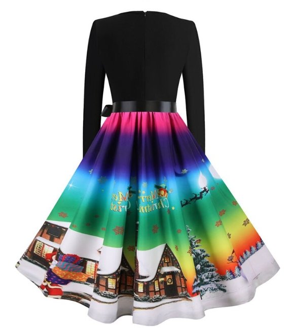 Vestido Vintage De Invierno De Cielo Navideño