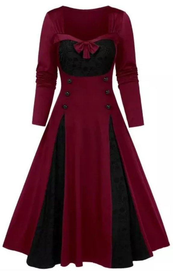 Vestido Vintage Invierno Tallas Grandes Negro