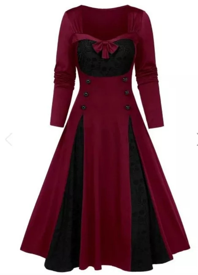 Vestido Vintage De Invierno Rojo Talla Grande