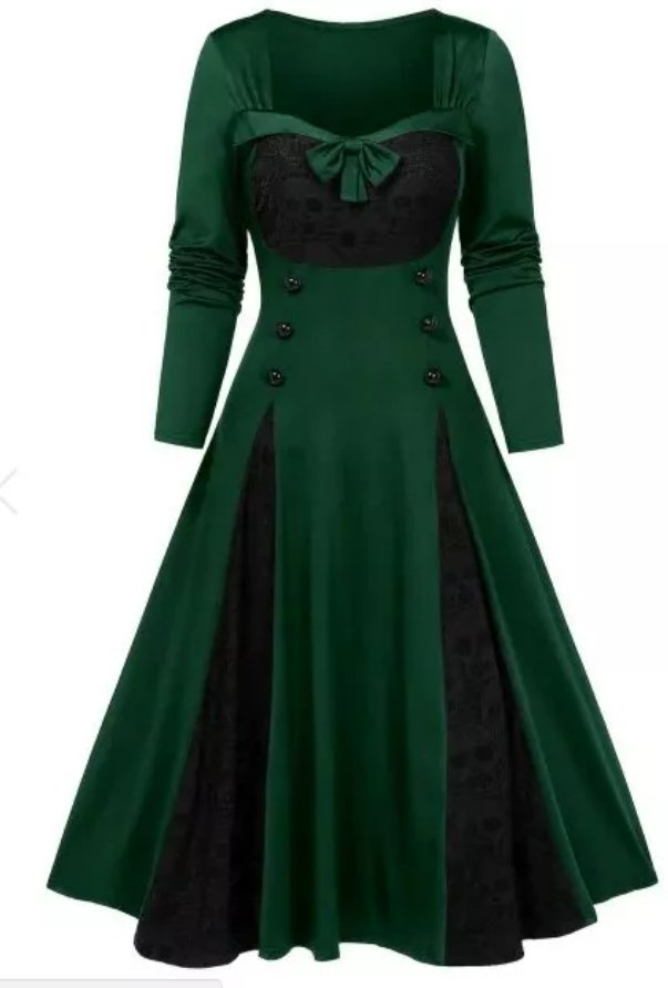 Vestido Vintage Invierno Tallas Grandes Verde