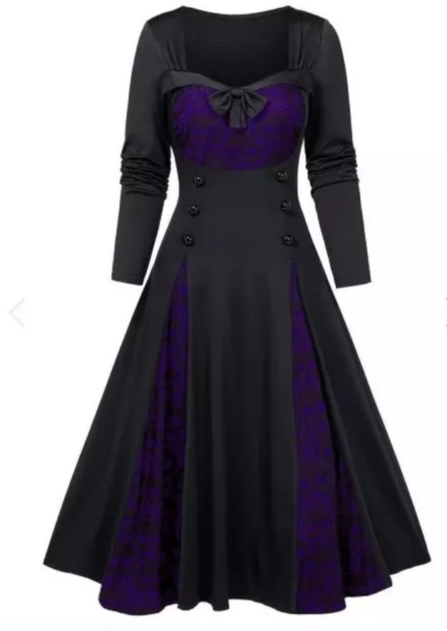 Vestido Vintage De Invierno Morado De Talla Grande