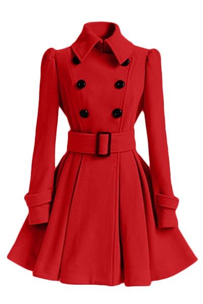 Vestido Vintage Invierno Lana Rojo