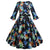 Vestido Invierno Vintage Flores Marino