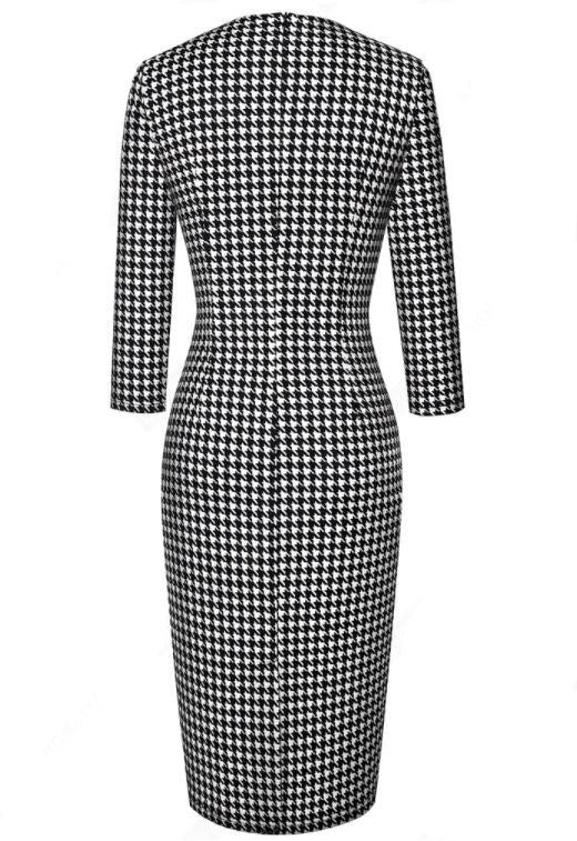 Vestido Vintage De Invierno Blanco Y Negro