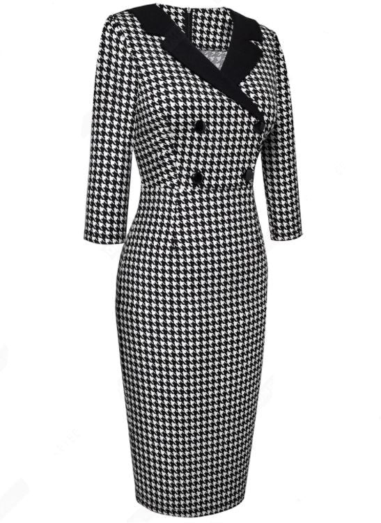 Vestido Vintage De Invierno Blanco Y Negro