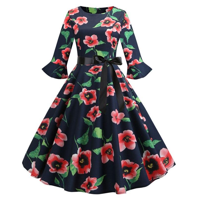 Vestido Vintage De Invierno De Amapolas Negras