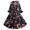 Vestido Vintage De Invierno De Amapolas Negras