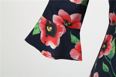 Vestido Vintage De Invierno De Amapolas Negras
